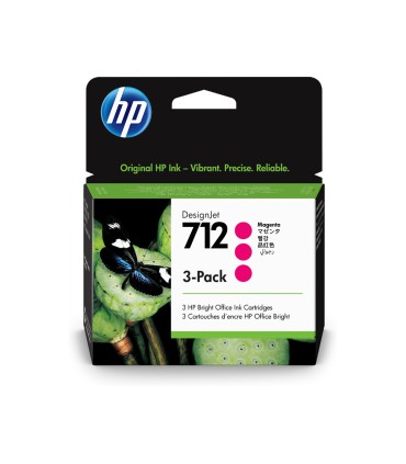 Ink jet hp 712 t210 230 250 630 650 magenta pack de 3 unidades