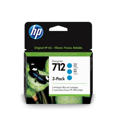 Ink jet hp 712 t210 230 250 630 650 cyan pack de 3 unidades