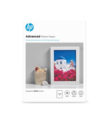Papel fotografico hp satinado 13x18 cm 250 gr pack de 25 unidades