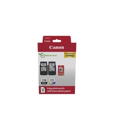 Ink jet canon pixma pg 510 cl 511 multipack de 1 unidades negro 1 color 250 paginas