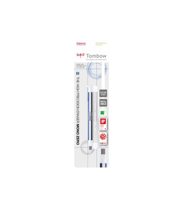 Portagomas tombow mono zero con clip goma rectangular 25mm x 5mm 2 recambios