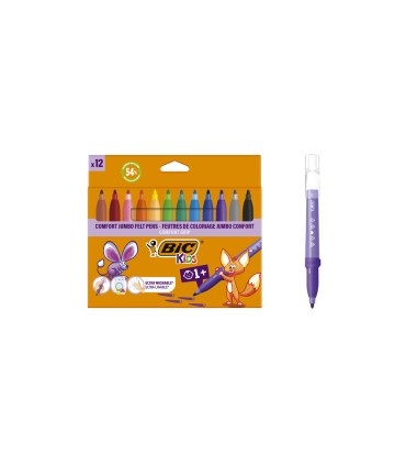 Rotulador bic kids comfort jumbo lavable estuche de 12 unidades colores surtidos