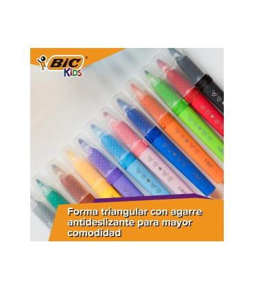 Rotulador bic kids comfort jumbo lavable estuche de 12 unidades colores surtidos